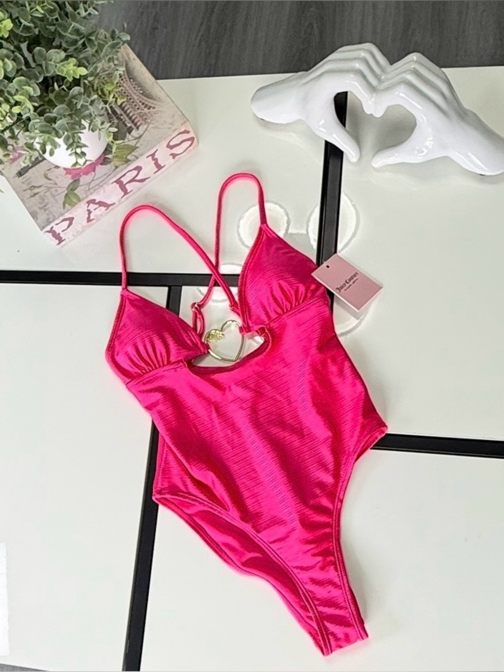 Juicy Couture Pink Ribbed One-Piece Swimsuit - NWT - Size XS